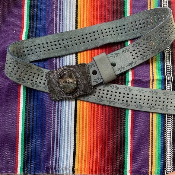 Vintage Marble Cowboy Western Suede Leather Belt